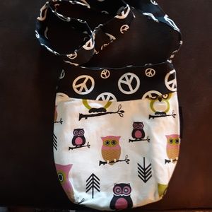 Owl-Peace Sign Handbag by Sack of Thread -Homemade